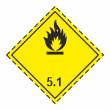 Знак перевозки опасных грузов «Класс 5.1. Окисляющие вещества» (С/О пленка, 250х250 мм)